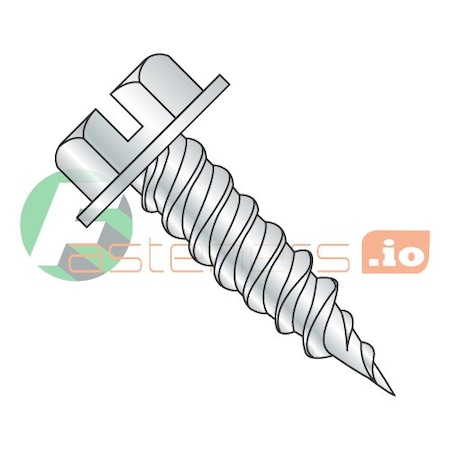 Sheet Metal Screw, #6 X 1-1/2 In, Zinc Plated Steel Hex Head Slotted Drive, 4000 PK